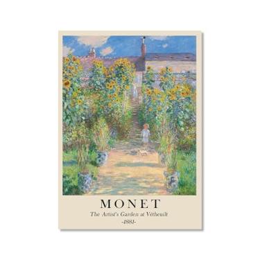 Imagem de Pôster de tela Monet Water Lily Sunrise Claude Monet impressões paisagem vintage imagem de arte de parede sala de estar decoração-galeria pôster (SKU2,20.3x30.5 cm = (20x30 cm), sem moldura)