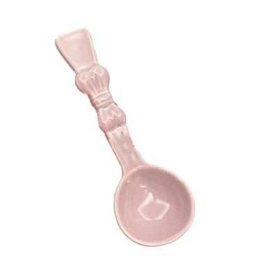 Imagem de Colher de cerâmica de baga pintada à mão linda colher de sorvete de sobremesa laço roxo