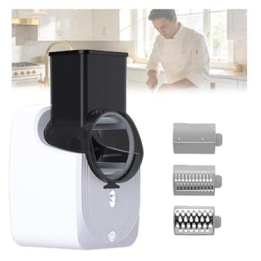 Imagem de Cortador De Legumes EléTrico RecarregáVel, Ralador De Queijo EléTrico, Controle FáCil Com Um Toque, Com 5 LâMinas E Abertura Extragrande Para Legumes E Queijos