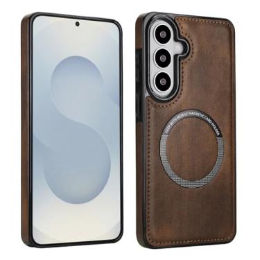 Imagem de Capa magnética fina para carregamento sem fio para Samsung Galaxy S26 Plus, capa híbrida fina com anel magnético para carregador sem fio, suporte magnético para carro e carteira, capa protetora à