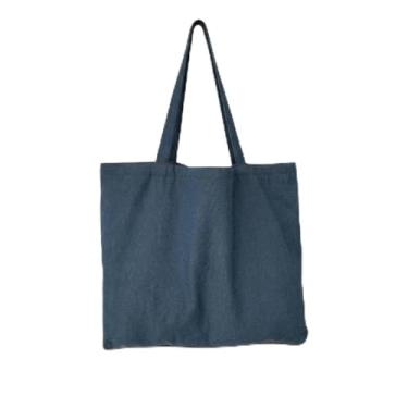 Imagem de Sacola jeans de cor sólida – Bolsa de mão de grande capacidade com zíper, design minimalista vintage, bolsa de ombro com bolso interno, Azul claro