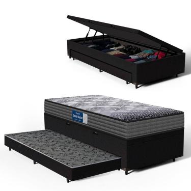 Imagem de Cama Box Baú com Colchão de Espuma D60 Double Face Guarda Costas Comfort Force Probel + Auxiliar Solteiro 88cm