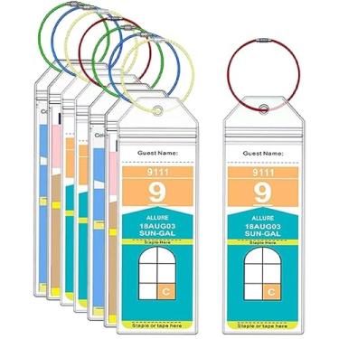 Imagem de Pacote com 8 etiquetas leves de bagagem de cruzeiro para celebridades, acessórios de viagem transparentes à prova d'água para etiquetas e alças de bagagem