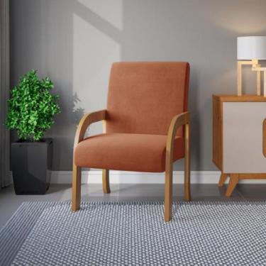 Imagem de Poltrona 59cm Veludo Ravena Viero Móveis, Mel/Veludo Terracota