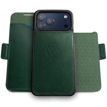 Imagem de Dreem for iPhone 17 Pro Case Wallet, Revolutionary Phone Stand, Vegan Leather, MagSafe-Fit, Magnetic Detachable Flip Cover, RFID Blocking Card Holder, Gift-Box [Fibonacci:Dark Green]