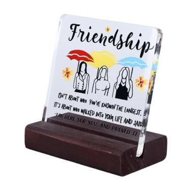 Imagem de Acouto Sinal Decorativo Bonito de Mesa Transparente Com Acrílico Extra Grosso e Suporte de Madeira para Mulheres – Presente de Amizade e Decoração de Escritório