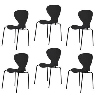 Imagem de Kit 6 Cadeiras Empilháveis Base Aço Tubular Flash - Prima Design