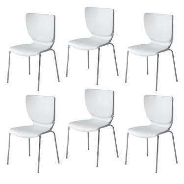 Imagem de Kit 6 Cadeiras Empilháveis Base Aço Tubular Mono - Prima Design