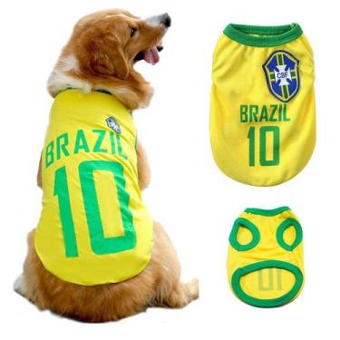 Imagem de Camiseta brasil copa do mundo roupa pet cachorro porta grande tamanho: