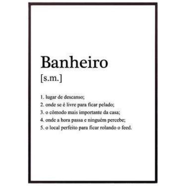 Imagem de Quadro Decorativo Banheiro Significado Moldura Preta 24X18Cm