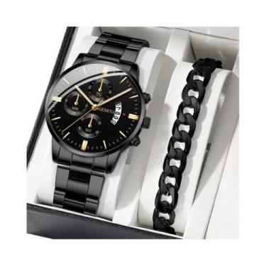 Imagem de Relógio De Quartzo Masculino Para Negócios 2PCS Com Pulseira De Aço E 