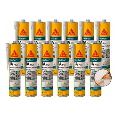 Imagem de Kit 12 Sikaflex 1a Plus 300ml Branco Selante Elástico Construção