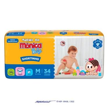 Imagem de Fralda Shortinho Turma da Mônica Baby Tamanho M com 34 Fraldas Descart