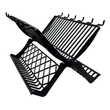 Imagem de Escorredor De Louça Dobrável Prato Porta Talheres Copo Xicaras - Preto