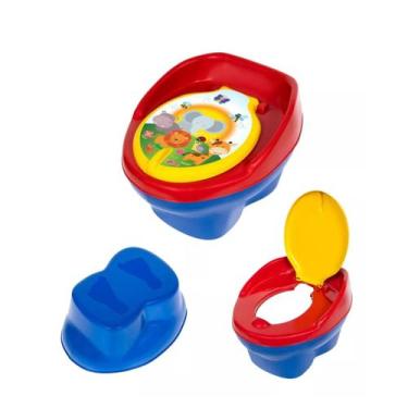 Imagem de Troninho Infantil Penico Bichinhos Classico Styll Baby, Azul e Vermelh
