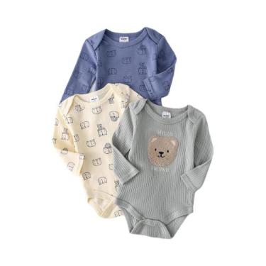 Imagem de Conjunto De 3 Peças De Macacão De Algodão Para Bebê Menino, Roupas De 