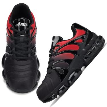 Imagem de ARISIC Tênis de dedo de aço masculino feminino leve de segurança composto confortável Zapatos para Hombre Zapatos Trabajo Tênis de caminhada, Preto e vermelho, 42 BR