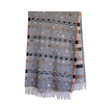 Imagem de Cachecol Feminino De Inverno Quente Com Estampa Floral Em Cashmere Sin