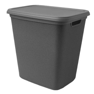 Imagem de Cesto Organizador Multiuso 45 Litros Grande com Tampa para Roupas, Brinquedos e Lavanderia(CINZA)