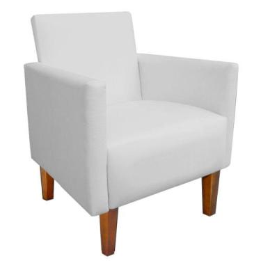 Imagem de Poltrona Decorativa Compacta Jade material sintético Branco com Pés Ca