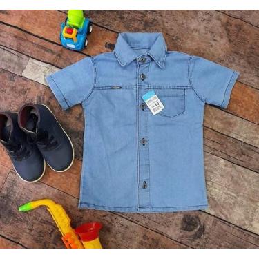 Imagem de Camisa Jeans Menino Infantil com Bolso 02 ao 12 Anos Jeans Algodão ves