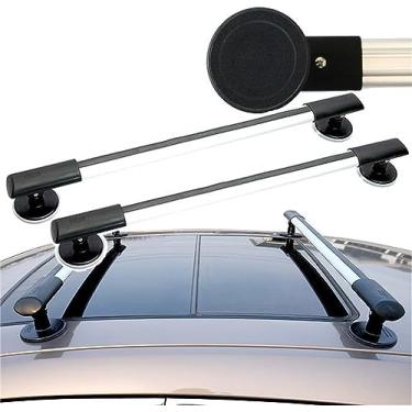 Imagem de Rack de teto universal (fixo magnético) para barras transversais – barras transversais ajustáveis com ventosa de 10 cm de diâmetro – comporta uma única carga de barra transversal acima de 100 kg