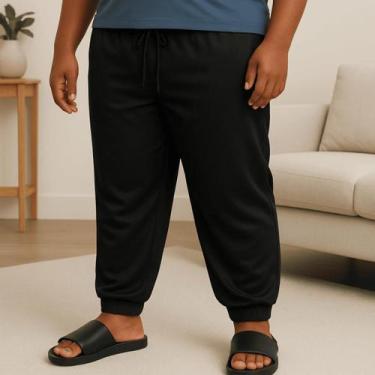 Imagem de Calça Pijama Perna Larga Balão Elástico na Bainha Dry Fit Plus Size Ex