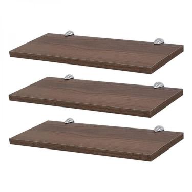 Imagem de Kit 3 Prateleiras 40 X 15cm Nogal Com Suporte Tucano