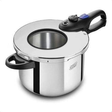 Imagem de Panela De Pressão Inox Com Visor 6 Litros 22Cm Cozimento Rápido Trava 