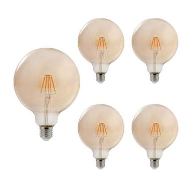 Imagem de 5Und Lâmpada LED Globo 4W G95 127V Luz Âmbar 2200k Avant