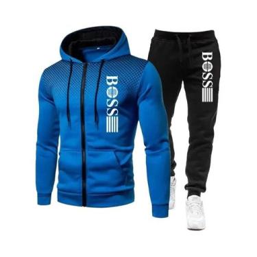 Imagem de Conjunto De Moletom Com Zíper E Calças Casuais Para Homens, Roupas Esp