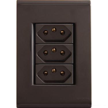 Imagem de Conjunto 4x2 Com 3 Tomadas 2p+t 10 A 250 V Tramontina Liz Grafite Tramontina