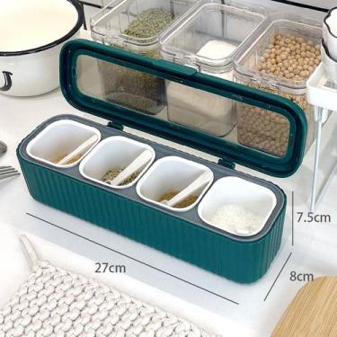 Imagem de Dispenser Porta Temperos 4 Divisorias Com Colher Medidora Azul RE269 S