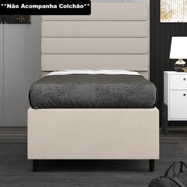 Imagem de Base para Cama Box Solteiro 88x188cm Hit Z04 Suede Bege - Mpozenato