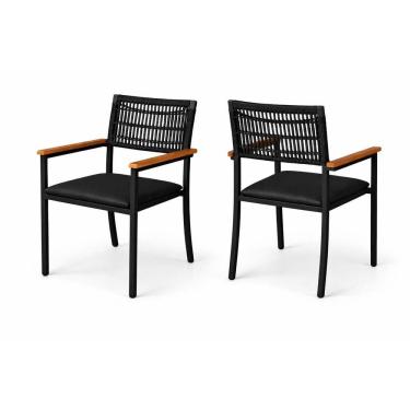 Imagem de Kit 2 cadeiras externa náutica com braço Trama pto Solare