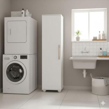 Imagem de Armário Organizador Multiuso Para Lavanderia/Cozinha 1 Porta 4 Pratele