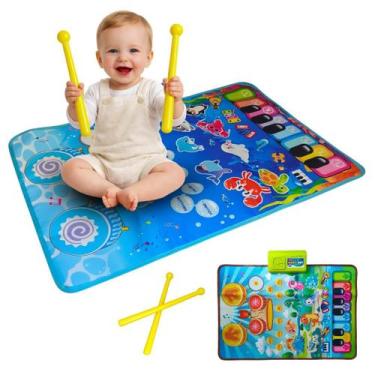 Imagem de Tapete Musical Infantil com Teclado Sons de Animais Gravação e 2 Baque