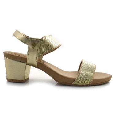 Imagem de Sandália de Couro e Salto Baixo Usaflex Y8204 - Usafllex, Dourado, 36