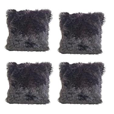 Imagem de Kit 4 Capa Almofada Felpuda Marina Fofa Pelúcia Sofá 42x42cm - Multiar