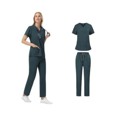 Imagem de Uniforme De Enfermeira Unissex Em 2 Peças Com Calças Retas E Bolsos, R