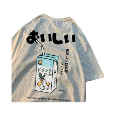 Imagem de Camiseta Unissex Oversized De Algodão Com Estampa De Gato Japonês, Man