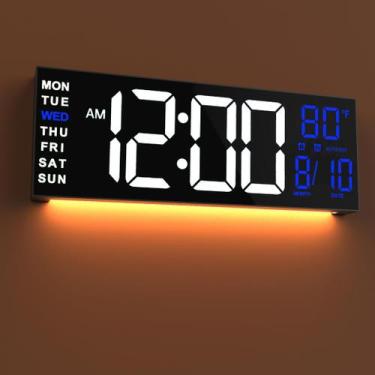 Imagem de Relógio JALL 16" Digital Wall Mount RGB com temporizador LED branco