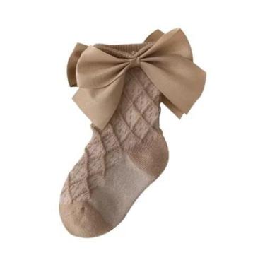 Imagem de Meias De Algodão Macio Para Meninas, Até O Joelho, Com Laço, Cores Sól