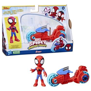 Imagem de Boneco E Veículo Marvel Spidey And His Amazing Friends - Homem Aranha Com Moto - F7459 - Hasbro