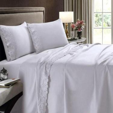 Imagem de Jogo de Cama Lençol King Size Bordado Renda Bianca Sonata Buettner, BR