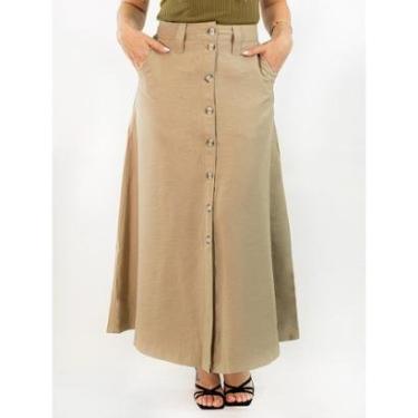 Imagem de Saia Longa Feminina Alfaiataria Evasê Bolso Preta Caqui Anticorpus-Feminino