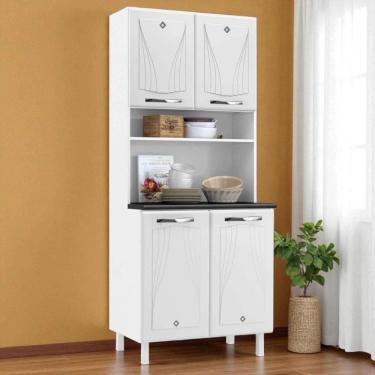 Imagem de Paneleiro Armário De Cozinha Aço 80cm Com 4 Portas Multimóveis Cr20531 Branco