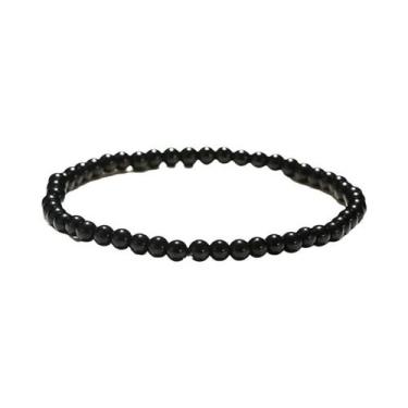 Imagem de Pulseira Masculina De 4mm Com Contas De Olho De Tigre Natural E Obsidi
