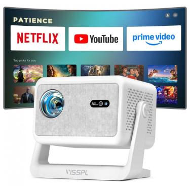 Imagem de Projetor Smart VISSPL Branco WiFi 6 Bluetooth Suporte 4K 1080P H86 55W