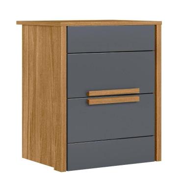 Imagem de Mesa De Cabeceira Dhara 2 Gavetas Freijó Cinza Moval